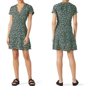 DEREK LAM 10 Crosby Dress Womens 8 Green Grommet Detail V-Neck Silk Blend Lined